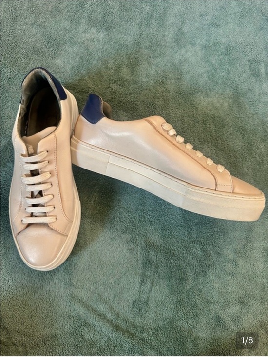 Celtic & Co Shoes - Celtic & Co Leather Platform Sneakers Cream Navy Lace Up EU 41 US 10 Minimalist